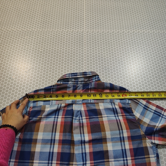 Eddie Bauer Men's Blue and Brown Plaid Shirt - Picture 8 of 9